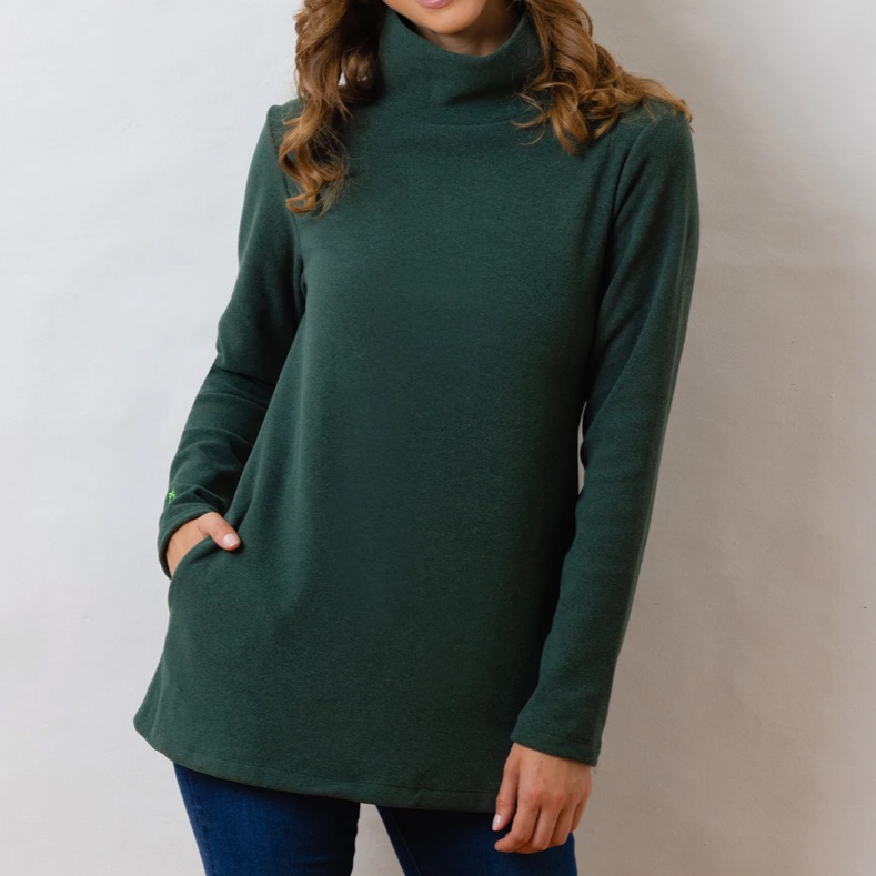 Like New! Dudley Stephens Cobble Hill Terry Turtleneck In Hunter Green. Size S.
